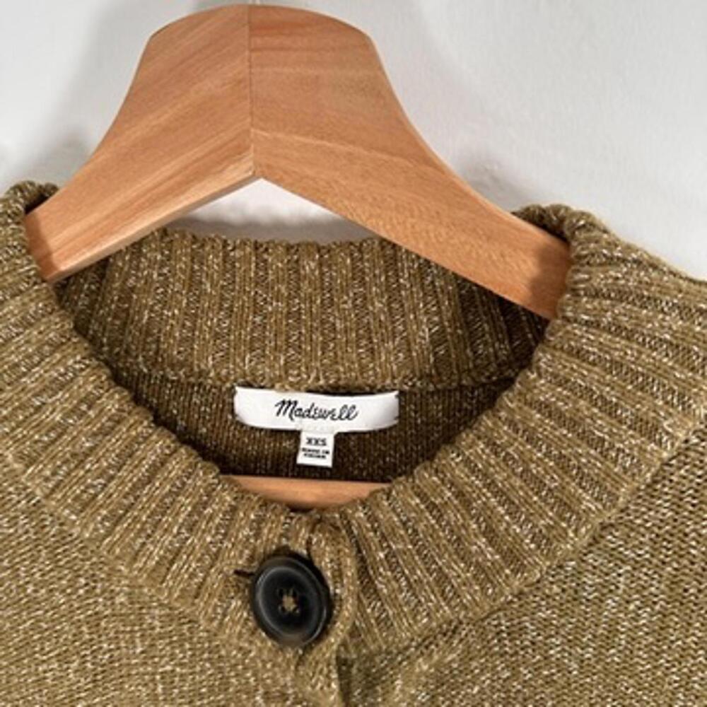 Madewell Broadway Cardigan Sweater XXS Brown Cropped Button Front Knit - Picture 4 of 7